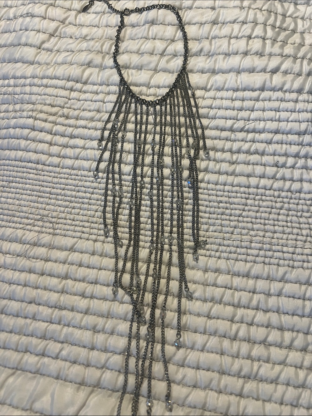 Ann Taylor Fringe Statement Necklace - Silver